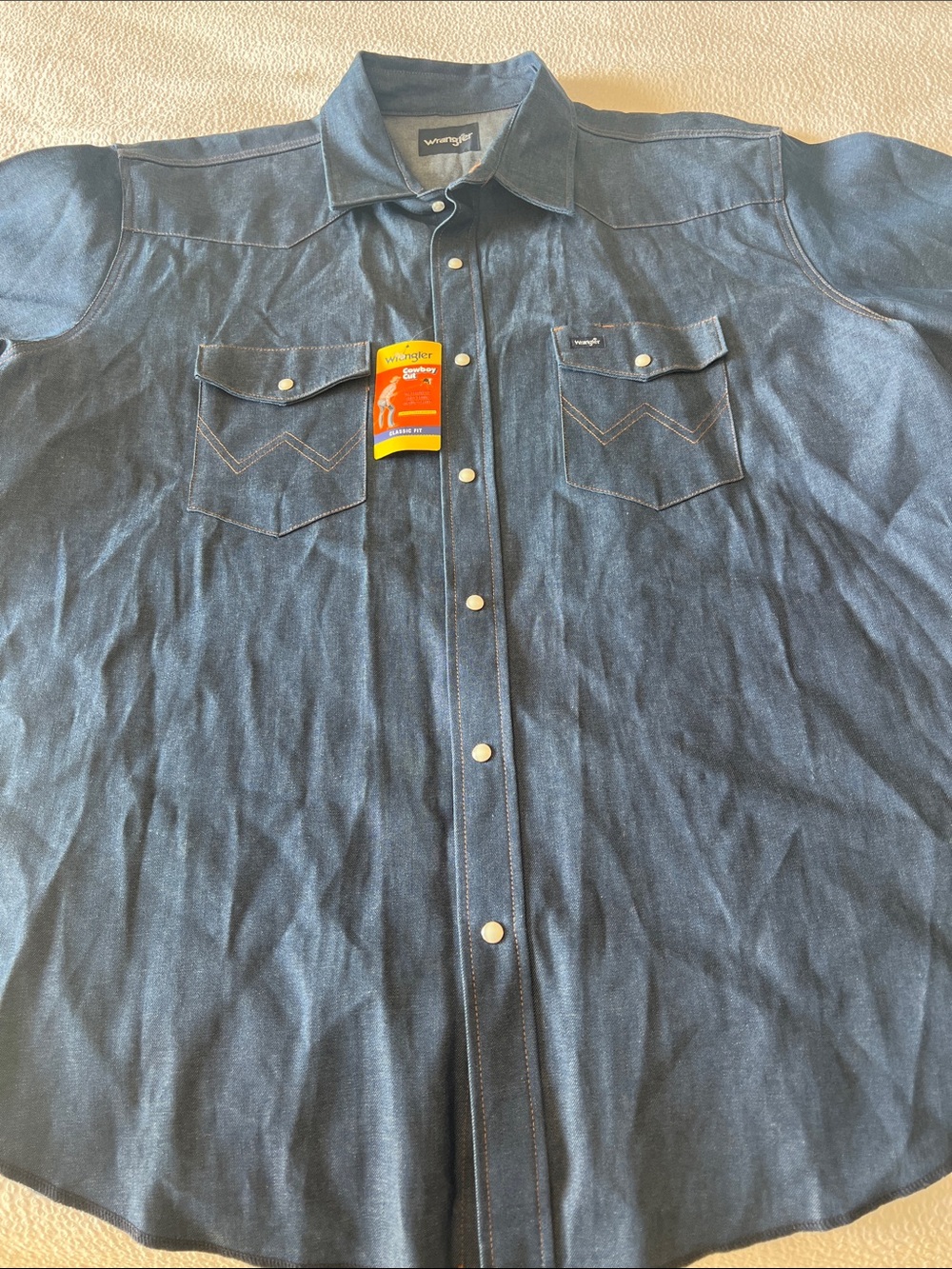 Wrangler Indigo Denim Snap-Front Western Shirt